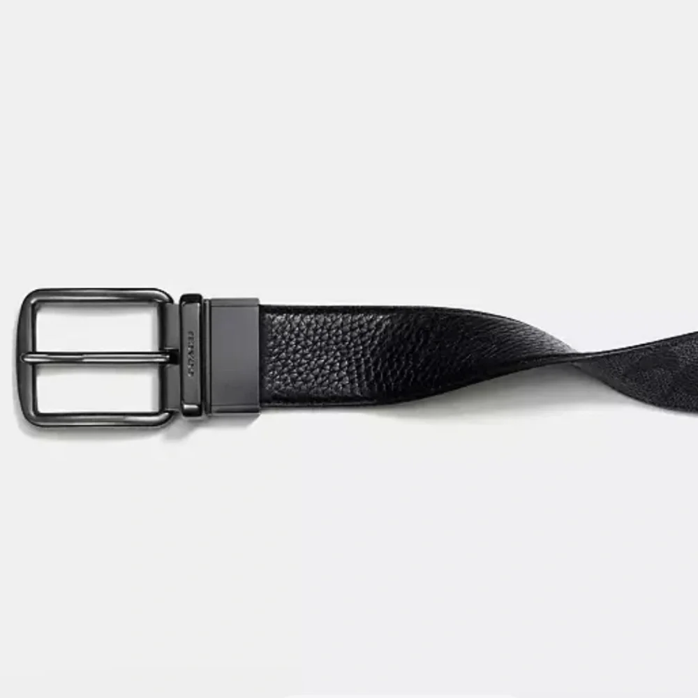 Coach Harness Buckle Cut To Size Reversible Belt Black 50